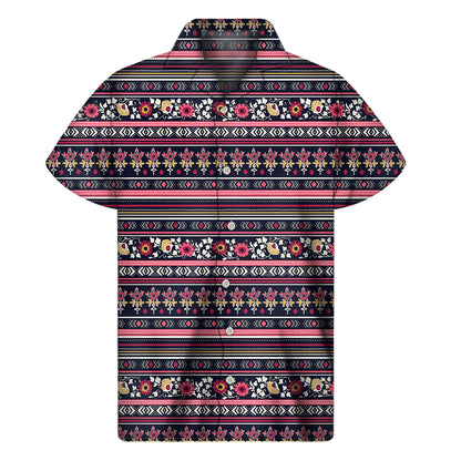 Floral Ethnic Pattern Print Men's Short Sleeve Shirt