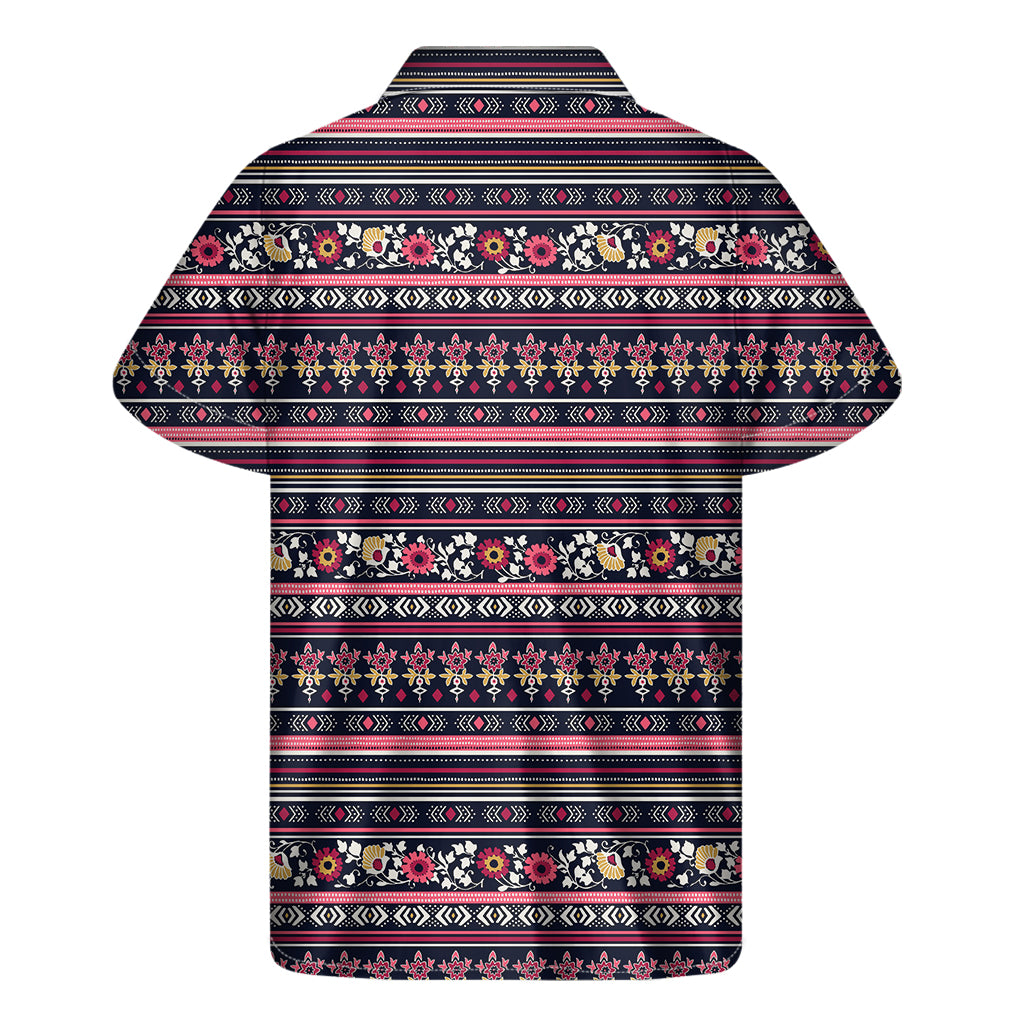 Floral Ethnic Pattern Print Men's Short Sleeve Shirt