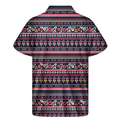 Floral Ethnic Pattern Print Men's Short Sleeve Shirt