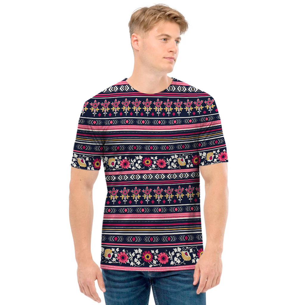 Floral Ethnic Pattern Print Men's T-Shirt