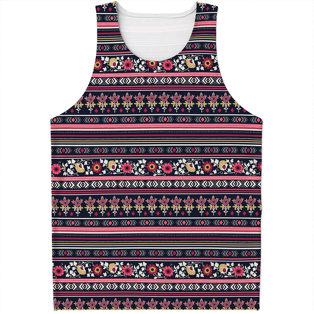 Floral Ethnic Pattern Print Men's Tank Top