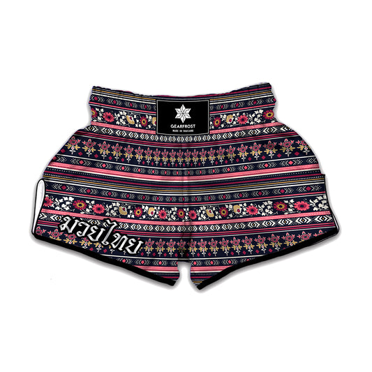 Floral Ethnic Pattern Print Muay Thai Boxing Shorts
