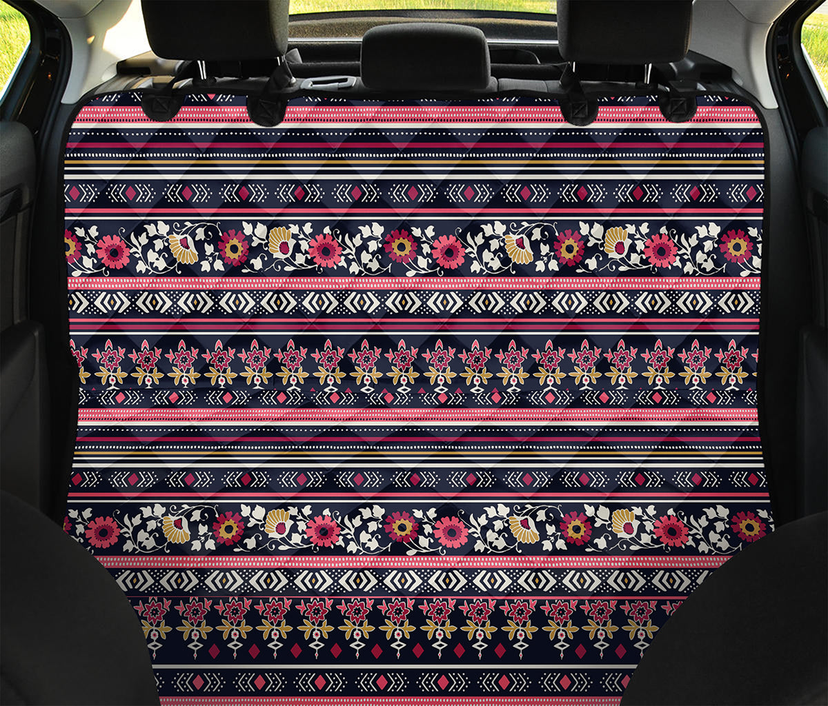 Floral Ethnic Pattern Print Pet Car Back Seat Cover