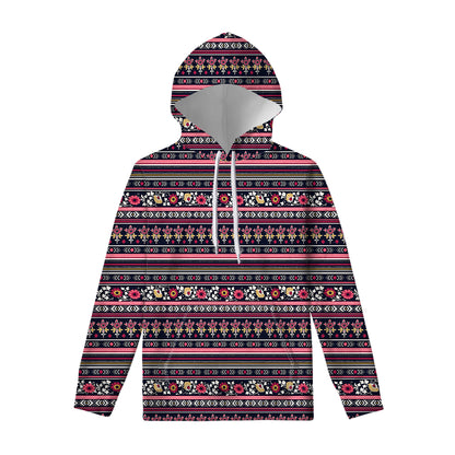 Floral Ethnic Pattern Print Pullover Hoodie