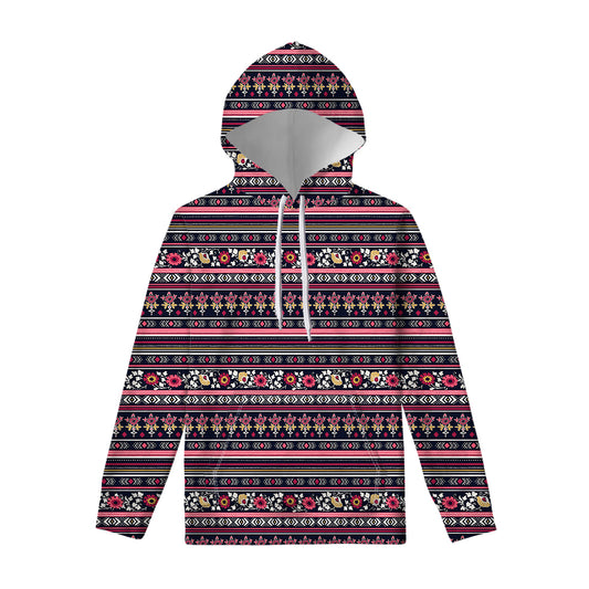 Floral Ethnic Pattern Print Pullover Hoodie