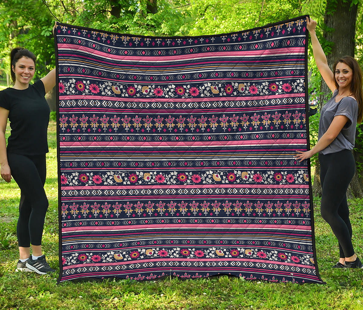 Floral Ethnic Pattern Print Quilt