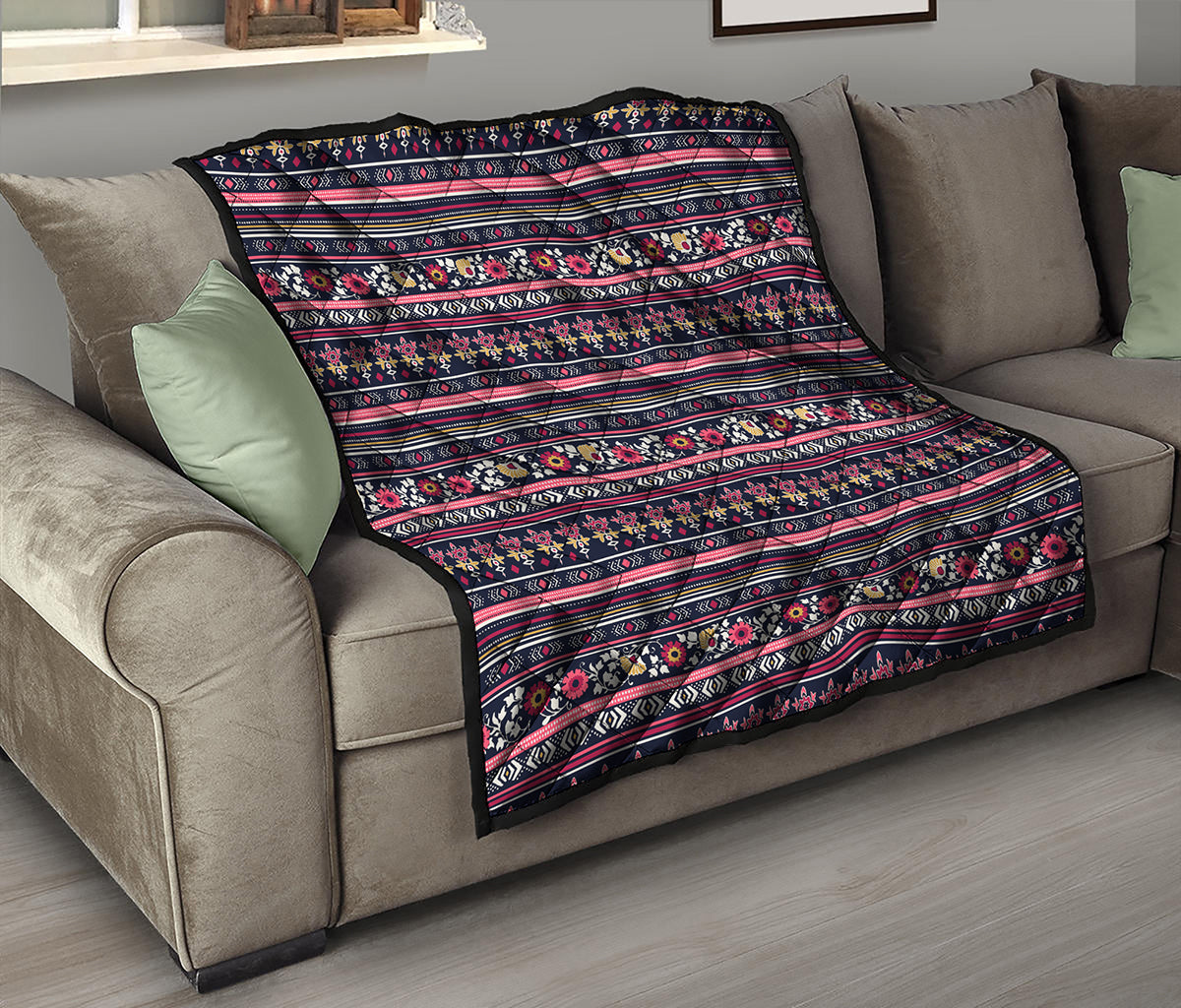 Floral Ethnic Pattern Print Quilt