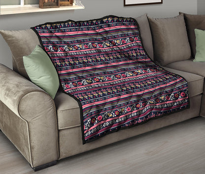 Floral Ethnic Pattern Print Quilt