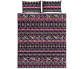 Floral Ethnic Pattern Print Quilt Bed Set