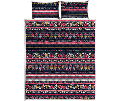 Floral Ethnic Pattern Print Quilt Bed Set
