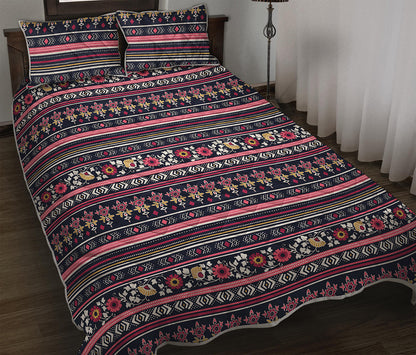 Floral Ethnic Pattern Print Quilt Bed Set