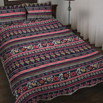 Floral Ethnic Pattern Print Quilt Bed Set