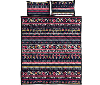 Floral Ethnic Pattern Print Quilt Bed Set