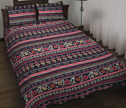 Floral Ethnic Pattern Print Quilt Bed Set