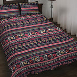 Floral Ethnic Pattern Print Quilt Bed Set