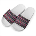 Floral Ethnic Pattern Print White Slide Sandals