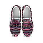 Floral Ethnic Pattern Print White Slip On Shoes