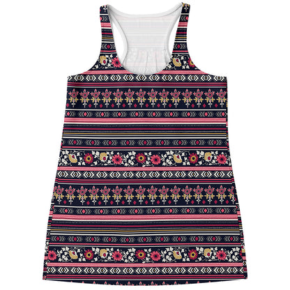 Floral Ethnic Pattern Print Women's Racerback Tank Top