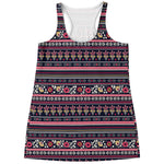 Floral Ethnic Pattern Print Women's Racerback Tank Top