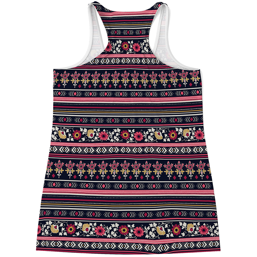 Floral Ethnic Pattern Print Women's Racerback Tank Top