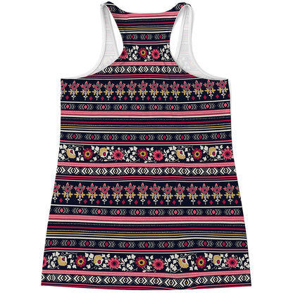 Floral Ethnic Pattern Print Women's Racerback Tank Top