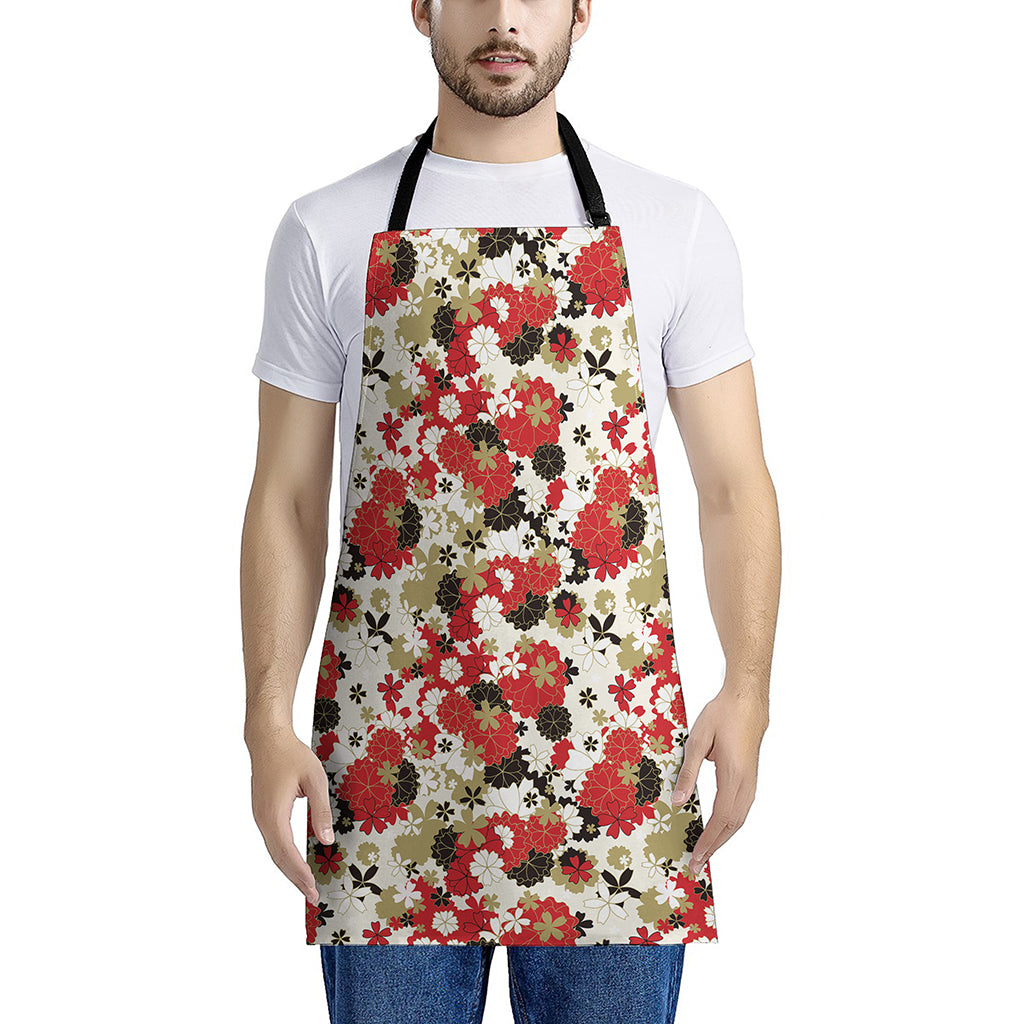 Floral Kimono Pattern Print Apron