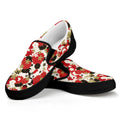 Floral Kimono Pattern Print Black Slip On Sneakers