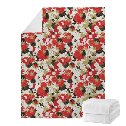 Floral Kimono Pattern Print Blanket