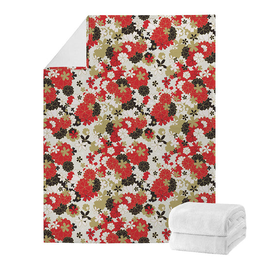 Floral Kimono Pattern Print Blanket
