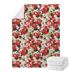 Floral Kimono Pattern Print Blanket