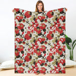 Floral Kimono Pattern Print Blanket