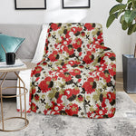Floral Kimono Pattern Print Blanket