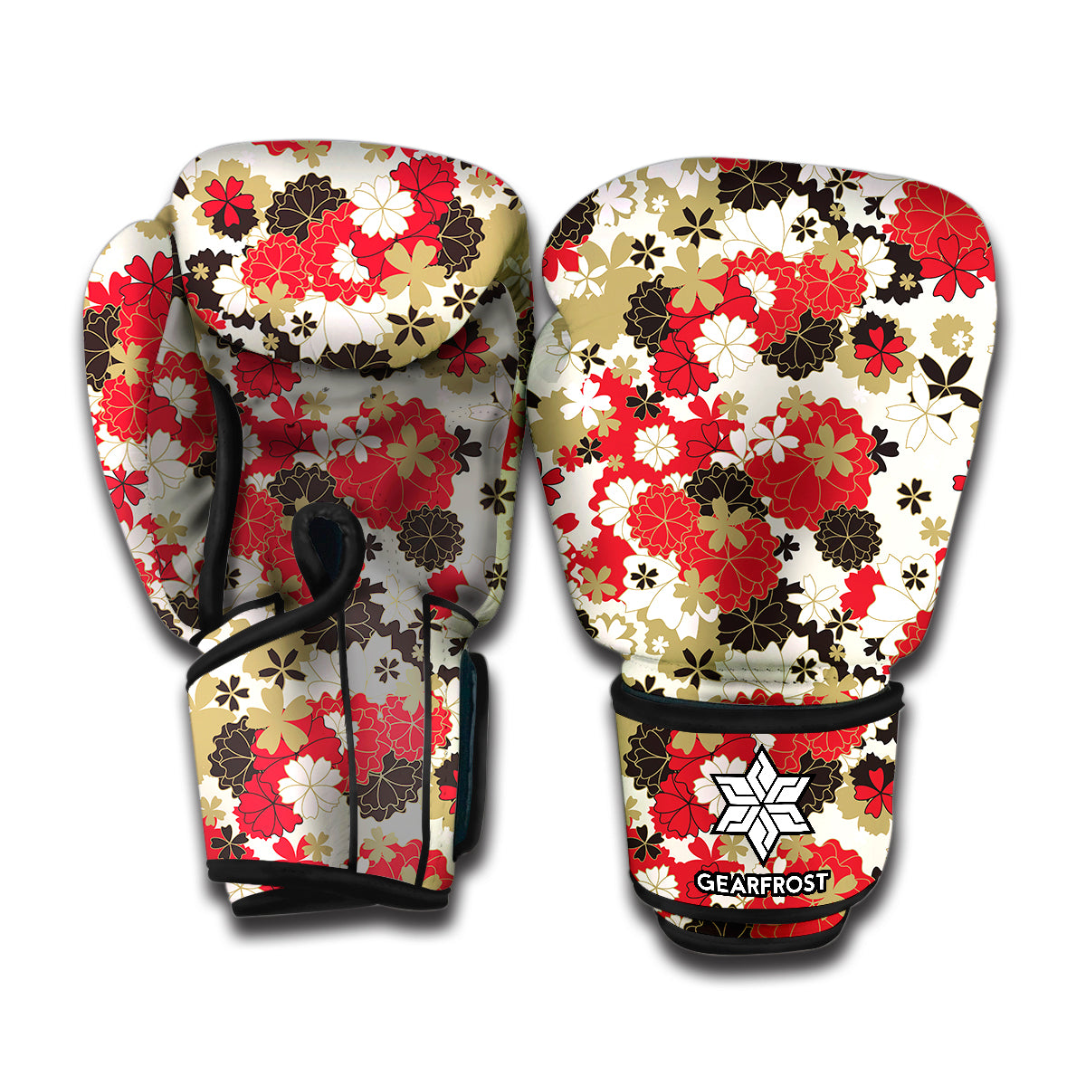 Floral Kimono Pattern Print Boxing Gloves