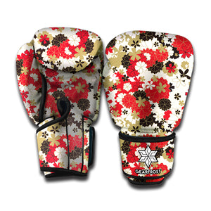 Floral Kimono Pattern Print Boxing Gloves