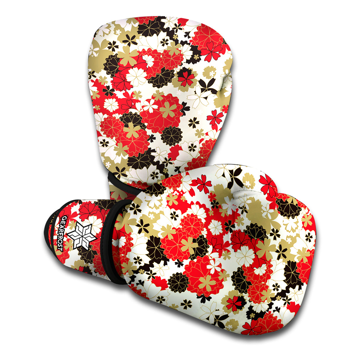 Floral Kimono Pattern Print Boxing Gloves