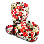 Floral Kimono Pattern Print Boxing Gloves