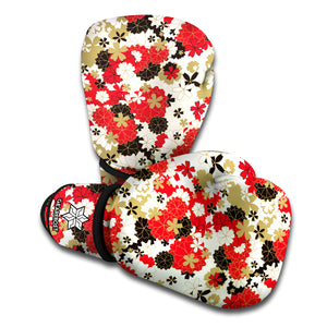 Floral Kimono Pattern Print Boxing Gloves