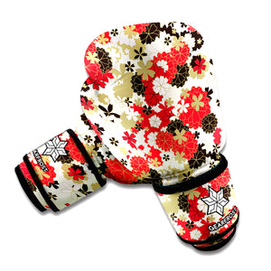 Floral Kimono Pattern Print Boxing Gloves