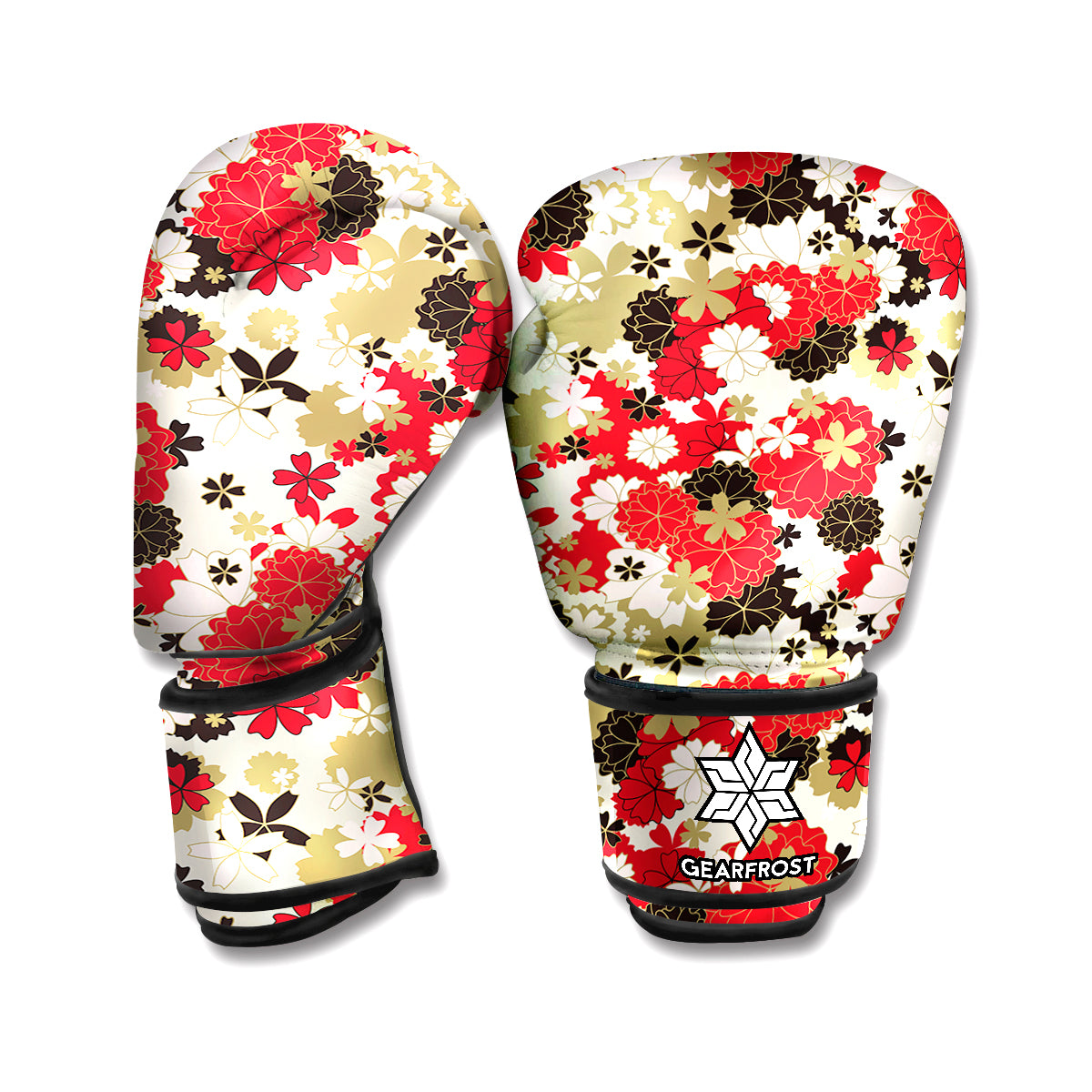 Floral Kimono Pattern Print Boxing Gloves