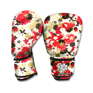 Floral Kimono Pattern Print Boxing Gloves