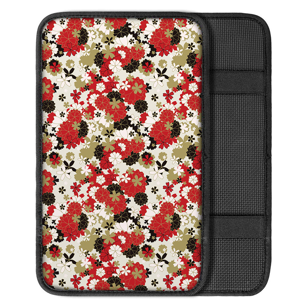 Floral Kimono Pattern Print Car Center Console Cover