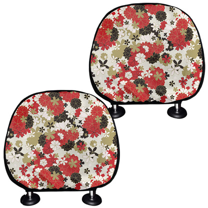 Floral Kimono Pattern Print Car Headrest Covers