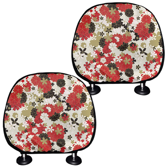Floral Kimono Pattern Print Car Headrest Covers