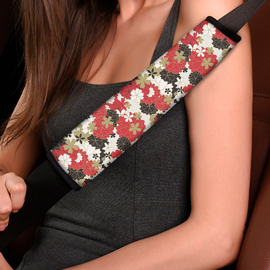 Floral Kimono Pattern Print Car Seat Belt Covers
