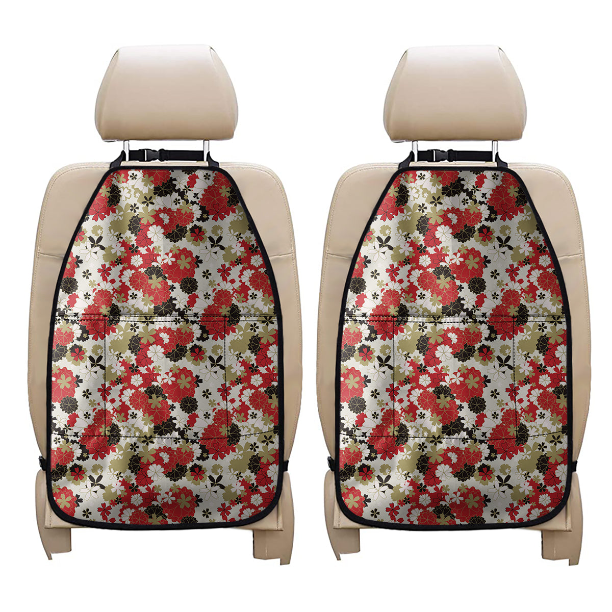 Floral Kimono Pattern Print Car Seat Organizers