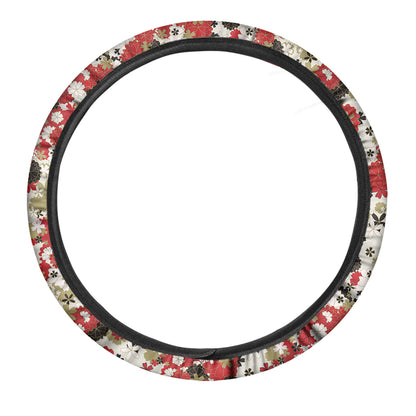 Floral Kimono Pattern Print Car Steering Wheel Cover