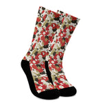 Floral Kimono Pattern Print Crew Socks