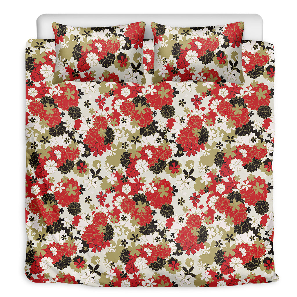 Floral Kimono Pattern Print Duvet Cover Bedding Set