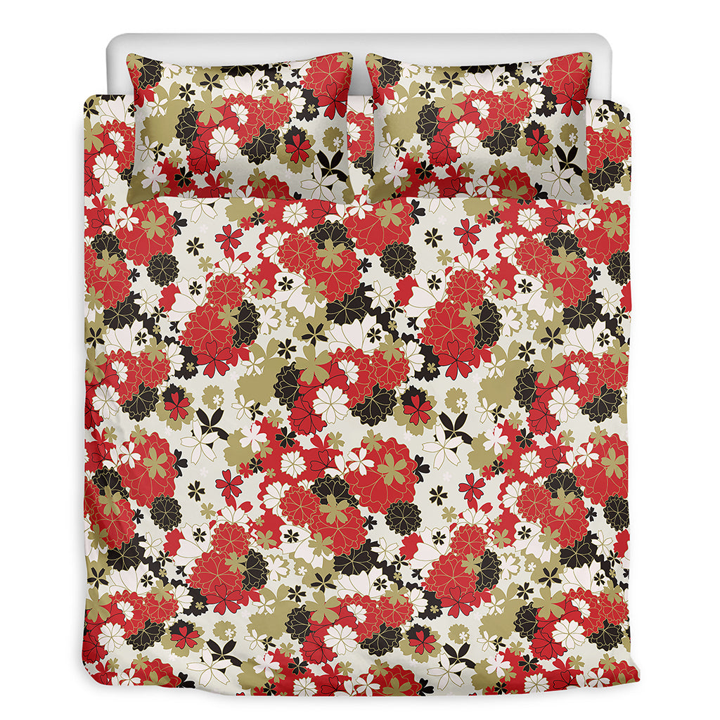 Floral Kimono Pattern Print Duvet Cover Bedding Set