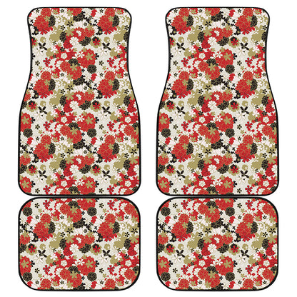Floral Kimono Pattern Print Front and Back Car Floor Mats